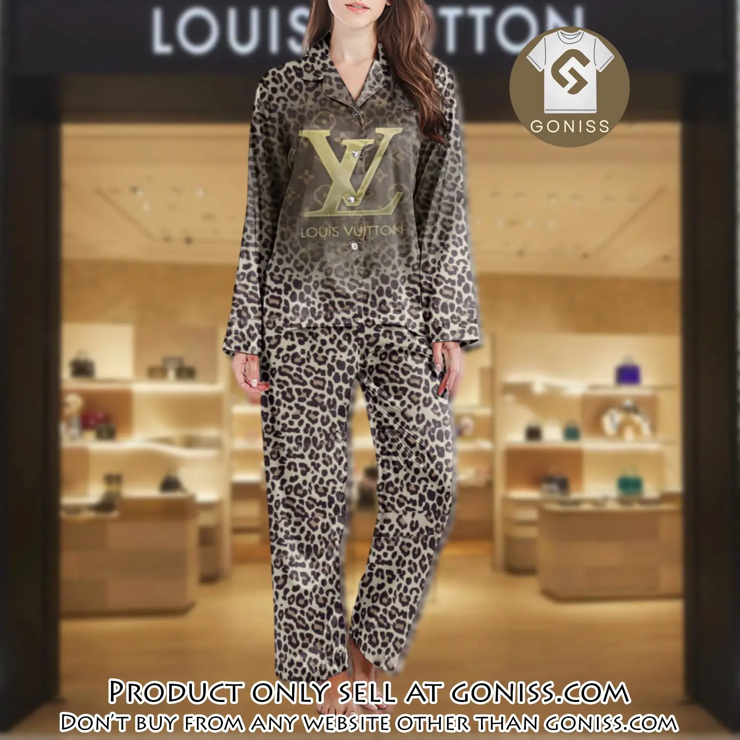 Lv monogram long satin pajama set pjs1026 gn1216264